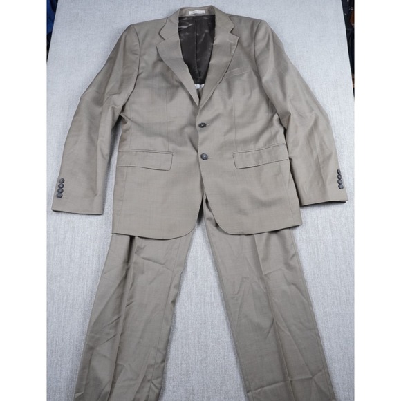 Zara Other - Zara Men 2 Piece Suit Set Size 42 Beige 100% Wool 36x30 Trousers Classic Fit